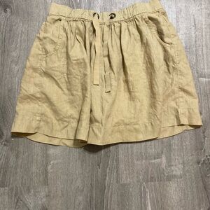 J Crew Women 100% Linen Mini Skirt Drawstring pockets size 6